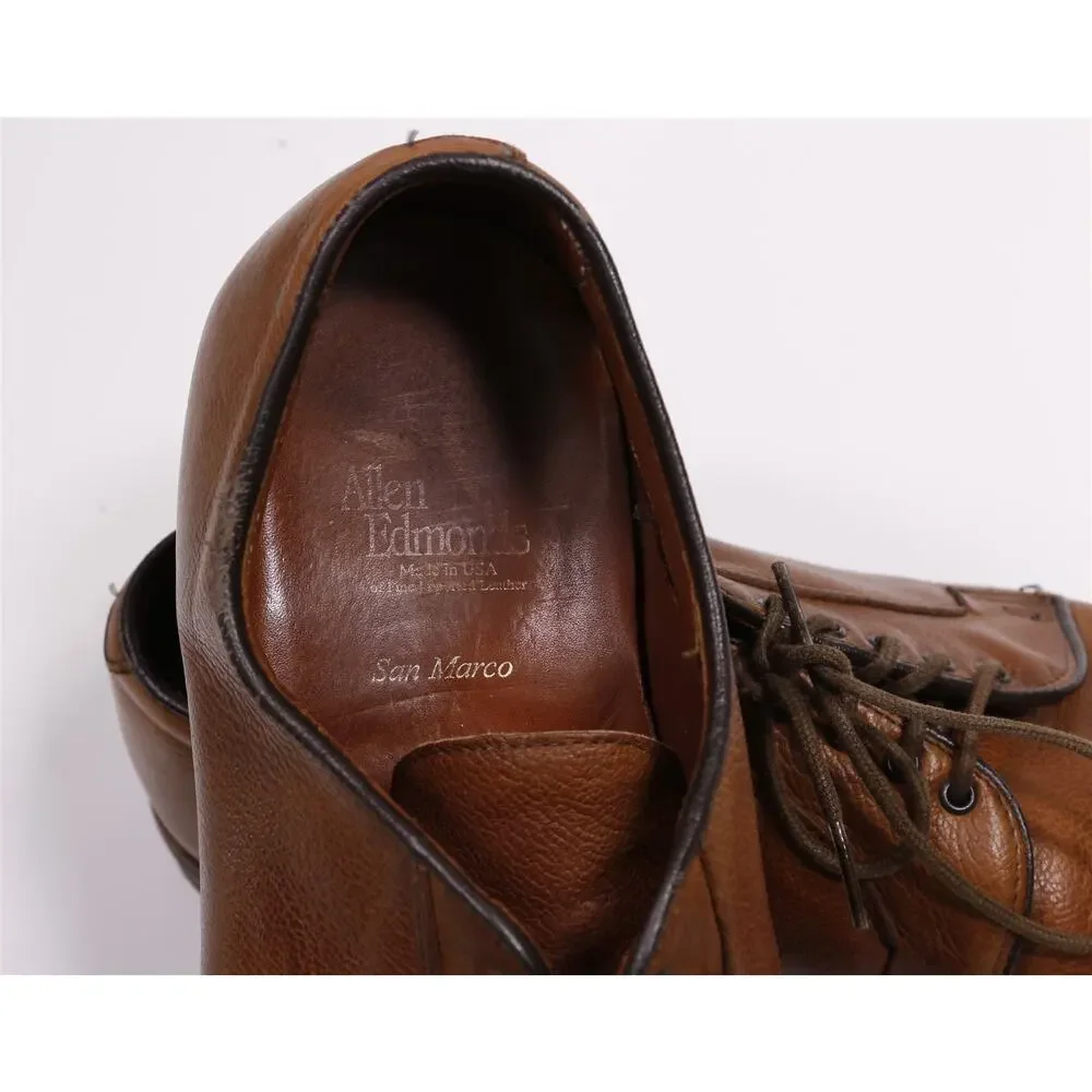 Allen Edmonds San Marco Brown Pebble Grain Leather Lace-Up Dress Shoes 13 D